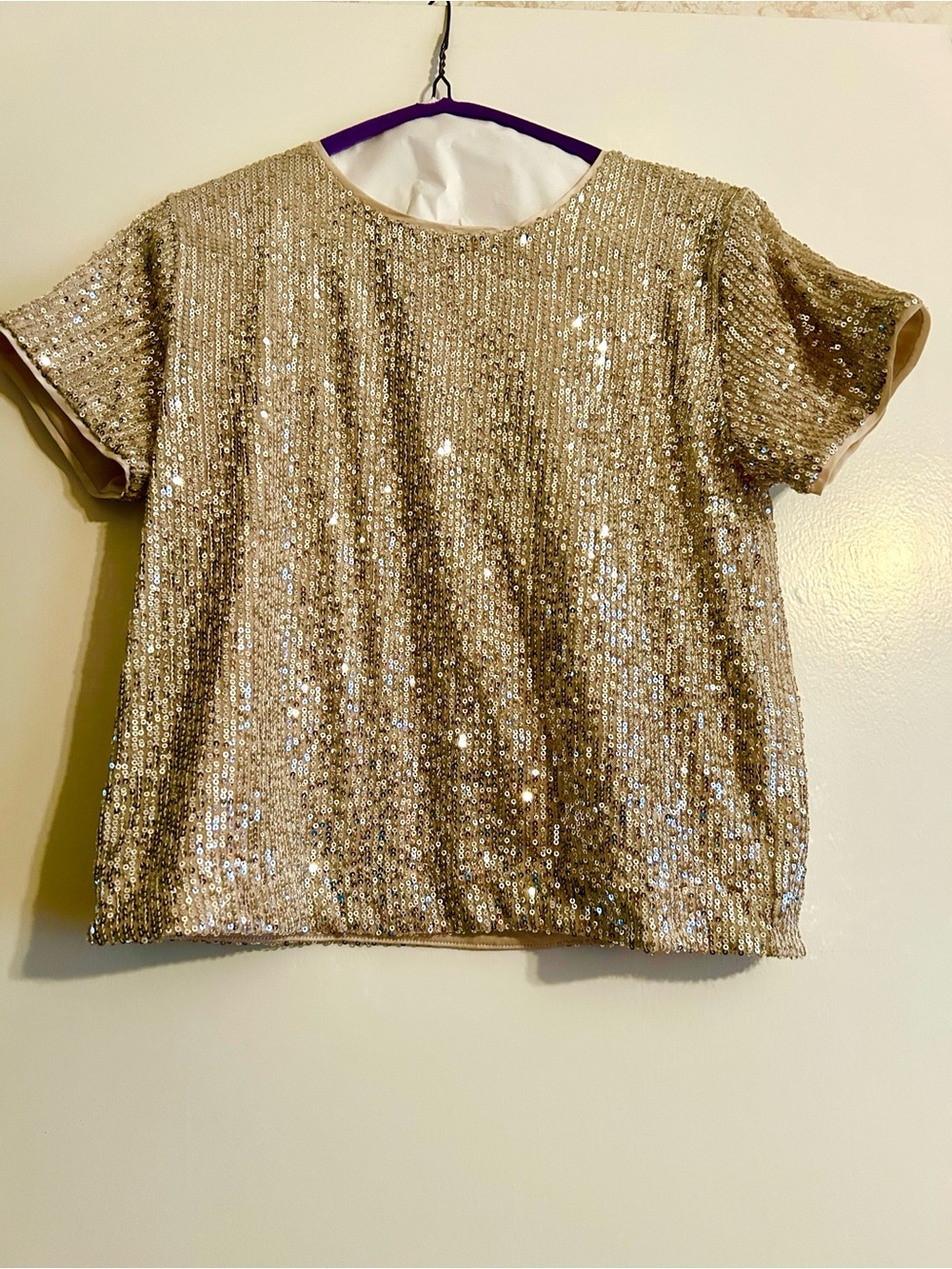 art class Girls Sequin Short-Sleeve Top - Champagne Gold Size 14